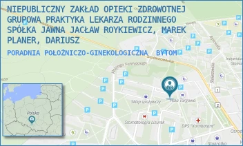 PORADNIA POŁOŻNICZO-GINEKOLOGICZNA - NIEPUBLICZNY ZAKŁAD OPIEKI ZDROWOTNEJ GRUPOWA PRAKTYKA LEKARZA RODZINNEGO SPÓŁKA JAWNA JACŁAW ROYKIEWICZ, MAREK PLANER, DARIUSZ - UL. STOLARZOWICKA 39,  BYTOM