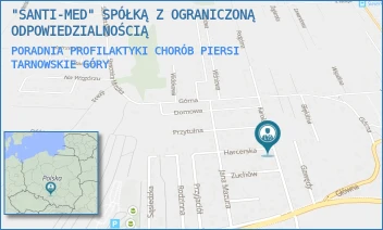 PORADNIA PROFILAKTYKI CHORÓB PIERSI - "SANTI-MED" SPÓŁKĄ Z OGRANICZONĄ ODPOWIEDZIALNOŚCIĄ - UL. KAROLA MIARKI 8/1,  TARNOWSKIE GÓRY