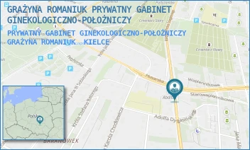 PRYWATNY GABINET GINEKOLOGICZNO-POŁOŻNICZY GRAŻYNA ROMANIUK - GRAŻYNA ROMANIUK PRYWATNY GABINET GINEKOLOGICZNO-POŁOŻNICZY - KS. PIOTRA ŚCIEGIENNEGO 81/7,  KIELCE