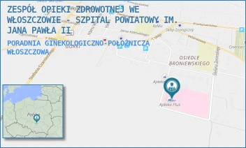 PORADNIA GINEKOLOGICZNO-POŁOŻNICZA - ZESPÓŁ OPIEKI ZDROWOTNEJ WE WŁOSZCZOWIE - SZPITAL POWIATOWY IM. JANA PAWŁA II - ŻEROMSKIEGO 28,  WŁOSZCZOWA