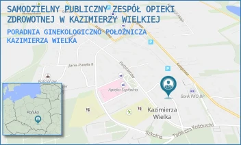 PORADNIA GINEKOLOGICZNO POŁOŻNICZA - SAMODZIELNY PUBLICZNY ZESPÓŁ OPIEKI ZDROWOTNEJ W KAZIMIERZY WIELKIEJ - PARTYZANTÓW 12,  KAZIMIERZA WIELKA