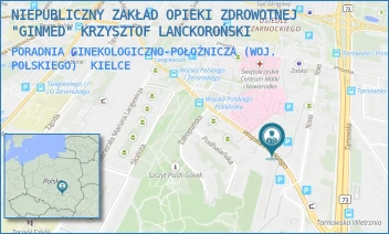 PORADNIA GINEKOLOGICZNO-POŁOŻNICZA (WOJ. POLSKIEGO) - NIEPUBLICZNY ZAKŁAD OPIEKI ZDROWOTNEJ "GINMED" KRZYSZTOF LANCKOROŃSKI - WOJSKA POLSKIEGO 65A/43,  KIELCE