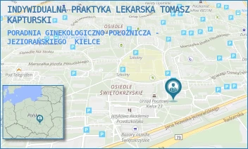 PORADNIA GINEKOLOGICZNO-POŁOŻNICZA - JEZIORAŃSKIEGO - INDYWIDUALNA PRAKTYKA LEKARSKA TOMASZ KAPTURSKI - JANA NOWAKA-JEZIORAŃSKIEGO 87,  KIELCE