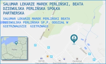 SALUMAR LEKARZE MAREK PERLIŃSKI BEATA DZIEWULSKA PERLIŃSKA SP.P. ODDZIAŁ W GIETRZWAŁDZIE - SALUMAR LEKARZE MAREK PERLIŃSKI, BEATA DZIEWULSKA PERLIŃSKA SPÓŁKA PARTNERSKA - ŹRÓDLANA 5/1,  GIETRZWAŁD