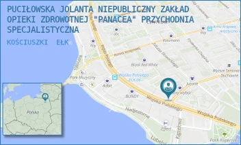 KOŚCIUSZKI - PUCIŁOWSKA JOLANTA NIEPUBLICZNY ZAKŁAD OPIEKI ZDROWOTNEJ "PANACEA" PRZYCHODNIA SPECJALISTYCZNA - KOŚCIUSZKI 1,  EŁK