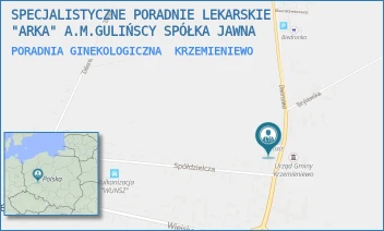 PORADNIA GINEKOLOGICZNA - SPECJALISTYCZNE PORADNIE LEKARSKIE "ARKA" A.M.GULIŃSCY SPÓŁKA JAWNA - DWORCOWA 29,  KRZEMIENIEWO