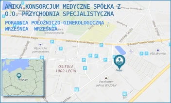 PORADNIA POŁOŻNICZO-GINEKOLOGICZNA - WRZEŚNIA - AMIKA KONSORCJUM MEDYCZNE SPÓŁKA Z O.O. PRZYCHODNIA SPECJALISTYCZNA - PIASTÓW 16,  WRZEŚNIA