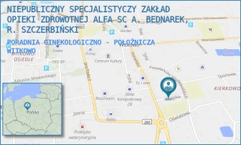 PORADNIA GINEKOLOGICZNO - POŁOŻNICZA - NIEPUBLICZNY SPECJALISTYCZNY ZAKŁAD OPIEKI ZDROWOTNEJ ALFA SPÓŁKA Z OGRANICZONĄ ODPOWIEDZIALNOŚCIĄ - WIEJSKA 3A,  WITKOWO