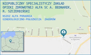 NSZOZ ALFA PORADNIA GINEKOLOGICZNO-POŁOŻNICZA - NIEPUBLICZNY SPECJALISTYCZNY ZAKŁAD OPIEKI ZDROWOTNEJ ALFA SPÓŁKA Z OGRANICZONĄ ODPOWIEDZIALNOŚCIĄ - PYZDERSKA 5,  ZAGÓRÓW