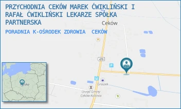 PORADNIA K-OŚRODEK ZDROWIA - PRZYCHODNIA CEKÓW MAREK ĆWIKLIŃSKI I RAFAŁ ĆWIKLIŃSKI LEKARZE SPÓŁKA PARTNERSKA - 17,  CEKÓW
