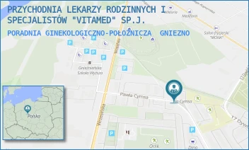 PORADNIA GINEKOLOGICZNO-POŁOŻNICZA - PRZYCHODNIA LEKARZY RODZINNYCH I SPECJALISTÓW "VITAMED" SP.J. - PAWŁA CYMSA 16,  GNIEZNO