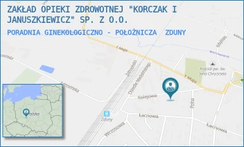 PORADNIA GINEKOLOGICZNO - POŁOŻNICZA - ZAKŁAD OPIEKI ZDROWOTNEJ "KORCZAK I JANUSZKIEWICZ" SP. Z O.O. - KOLEJOWA 13,  ZDUNY