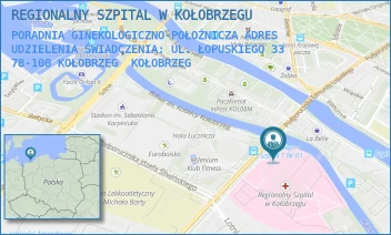 PORADNIA GINEKOLOGICZNO-POŁOŻNICZA ADRES UDZIELENIA ŚWIADCZENIA: UL. ŁOPUSKIEGO 33 78-100 KOŁOBRZEG - REGIONALNY SZPITAL W KOŁOBRZEGU - ŁOPUSKIEGO 31,  KOŁOBRZEG
