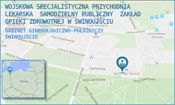 GABINET GINEKOLOGICZNO-POŁOŻNICZY - WOJSKOWA SPECJALISTYCZNA PRZYCHODNIA LEKARSKA  SAMODZIELNY PUBLICZNY  ZAKŁAD OPIEKI ZDROWOTNEJ W ŚWINOUJŚCIU - KAPITAŃSKA 8-8B,  ŚWINOUJŚCIE