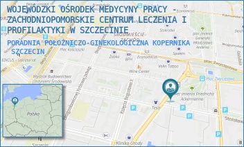PORADNIA POŁOŻNICZO-GINEKOLOGICZNA KOPERNIKA - WOJEWÓDZKI OŚRODEK MEDYCYNY PRACY - ZACHODNIOPOMORSKIE CENTRUM LECZENIA I PROFILAKTYKI W SZCZECINIE - KOPERNIKA 18,  SZCZECIN