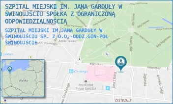 SZPITAL MIEJSKI IM.JANA GARDUŁY W ŚWINOUJŚCIU SP. Z O.O.-ODDZ.GIN-POŁ - SZPITAL MIEJSKI IM. JANA GARDUŁY W ŚWINOUJŚCIU SPÓŁKA Z OGRANICZONĄ ODPOWIEDZIALNOŚCIĄ - MIESZKA I 7,  ŚWINOUJŚCIE