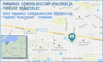 NZOZ PORADNIA GINEKOLOGICZNO-POŁOŻNICZA TADEUSZ MIADZIELEC - PORADNIA GINEKOLOGICZNO-POŁOŻNICZA TADEUSZ MIADZIELEC - OSIEDLE ZACHÓD A/17,  STARGARD