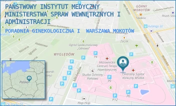 PORADNIA GINEKOLOGICZNA I - PAŃSTWOWY INSTYTUT MEDYCZNY MINISTERSTWA SPRAW WEWNĘTRZNYCH I ADMINISTRACJI - WOŁOSKA 137,  WARSZAWA MOKOTÓW